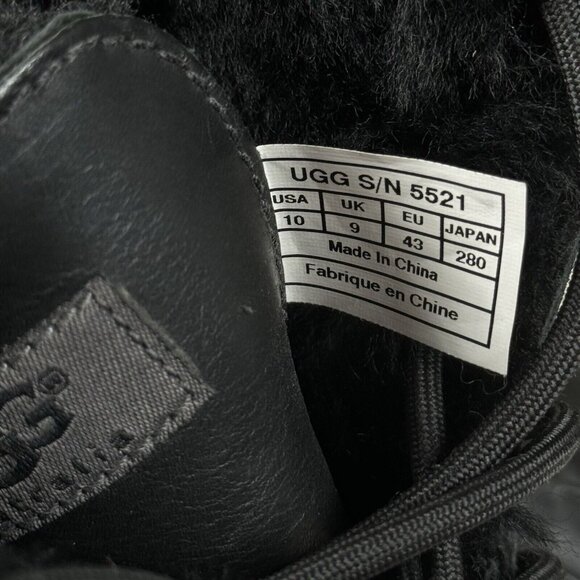 Ugg Boots Butte 5521 Waterproof Shearling Lined Black Leather Mens US 10 Vibram - Picture 13 of 14